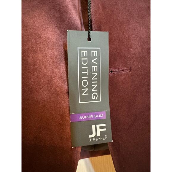 JF J. Ferrar Evening Edition Super Slim Velvet Blazer Jacket Merlot Red 40R - Picture 4 of 9